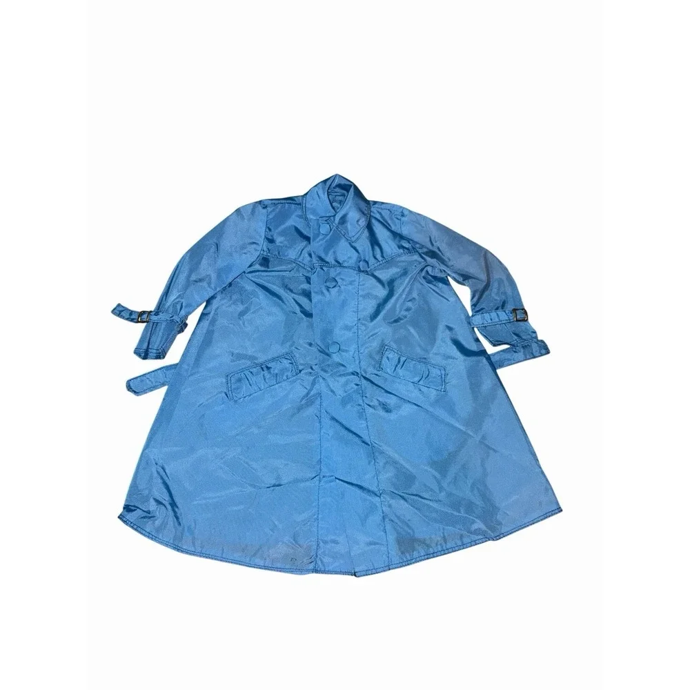 Vtg Light Blue Handmade Doll Rain Jacket  With Tie for 18